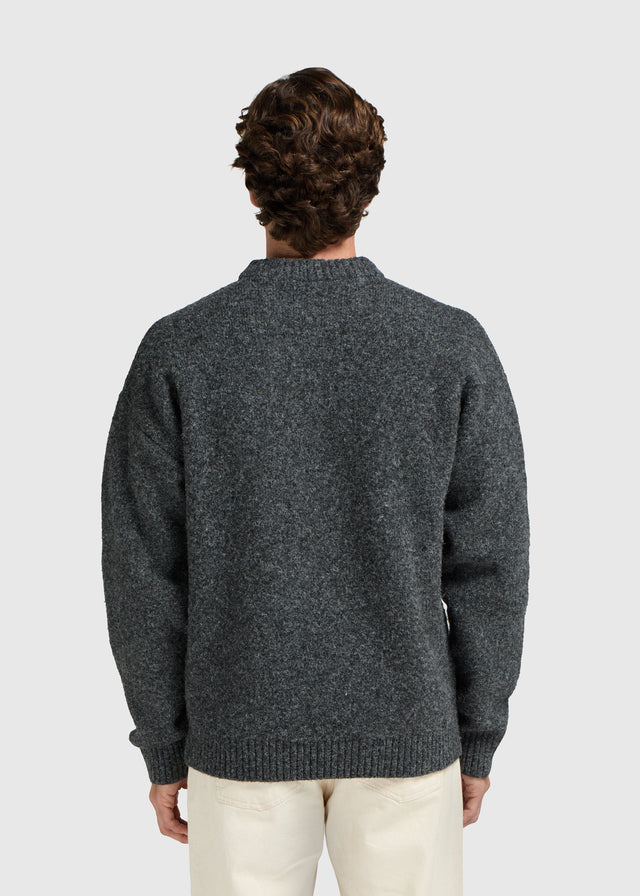 Pull en jersey côtelé à col rond - Anthracite