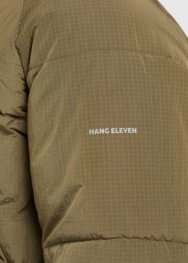 Ribstop Hooded Puffer - Olive Green