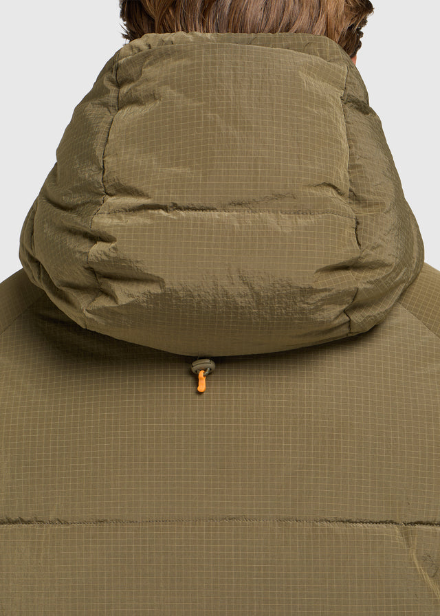 Ribstop Hooded Puffer - Olive Green