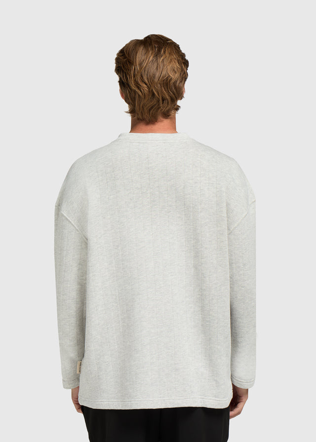 Striped Henley Longsleeve - Grey Melee