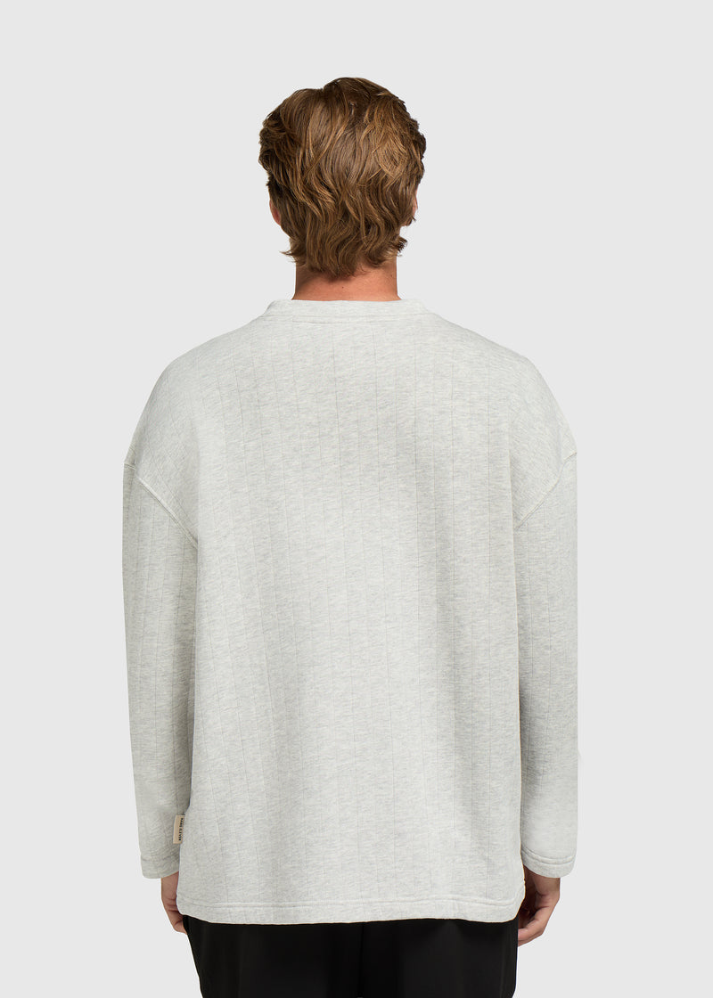 Striped Henley Longsleeve - Grey Melee