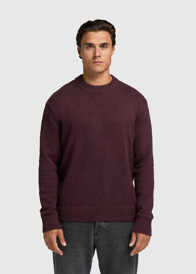 Premium Strickpullover mit Rundhalsausschnitt - Bordeauxrot