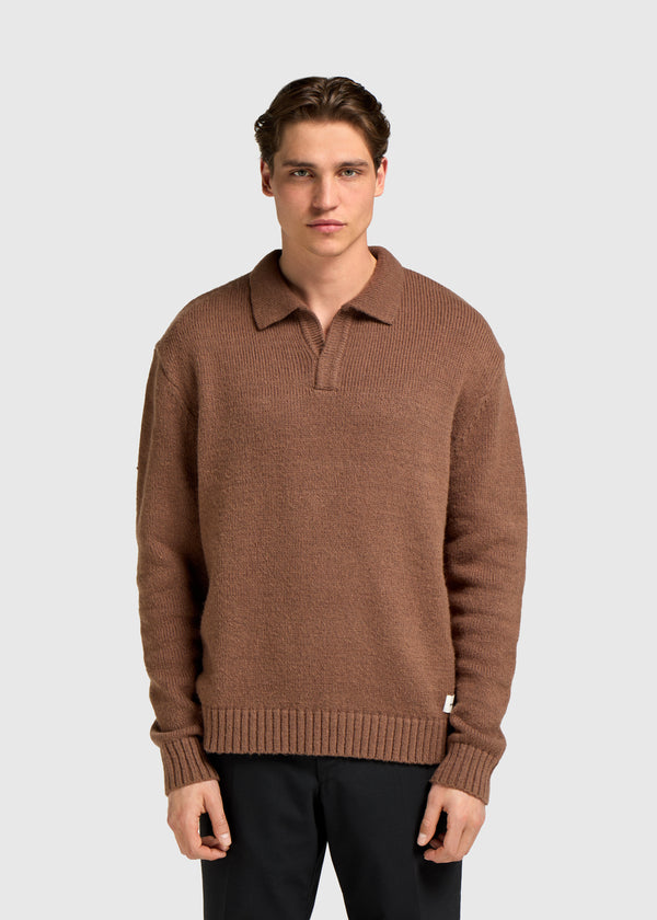 Heavy Knit Polo - Brown