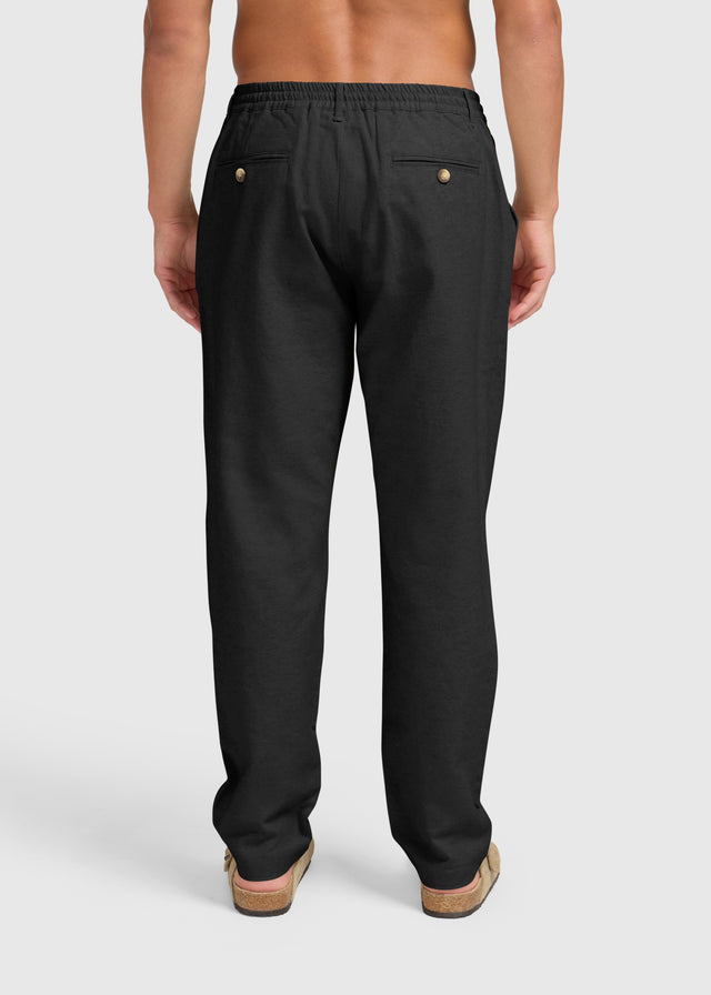 The Straight Linen Pants - Black