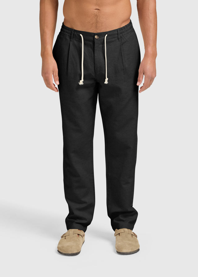 The Straight Linen Pants - Black