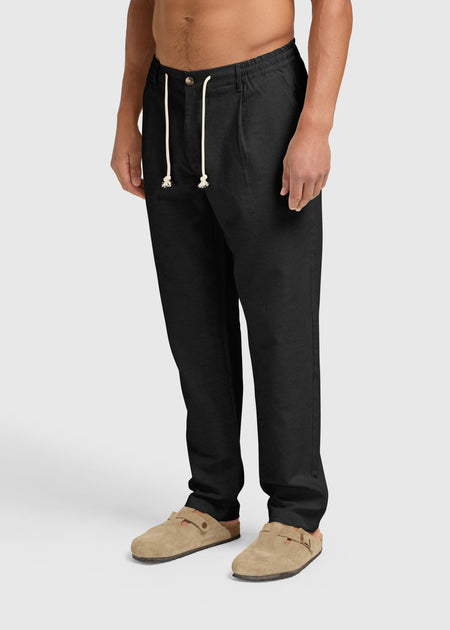 The Straight Linen Pants - Black