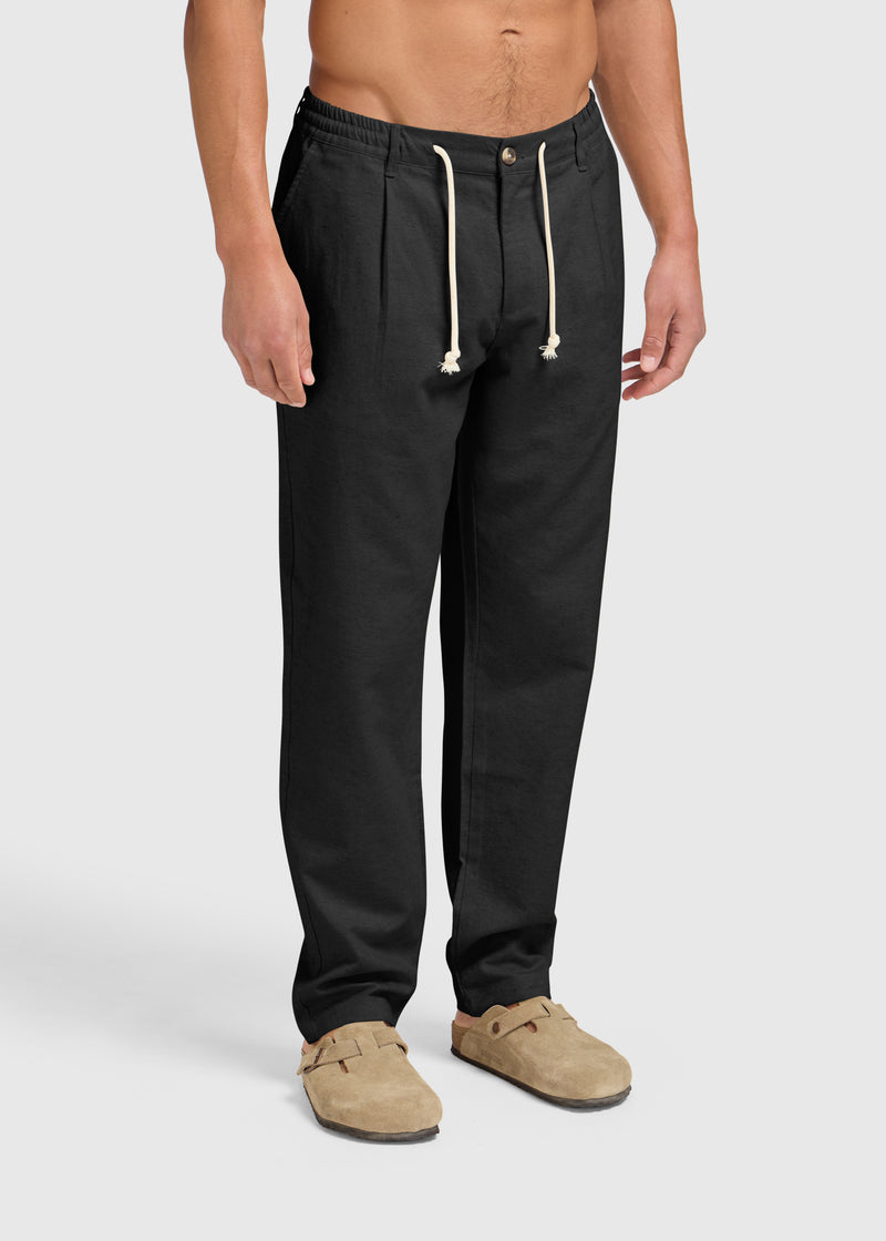 The Straight Linen Pants - Black