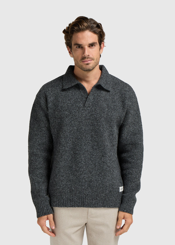Cozy Knit Polo - Anthracite