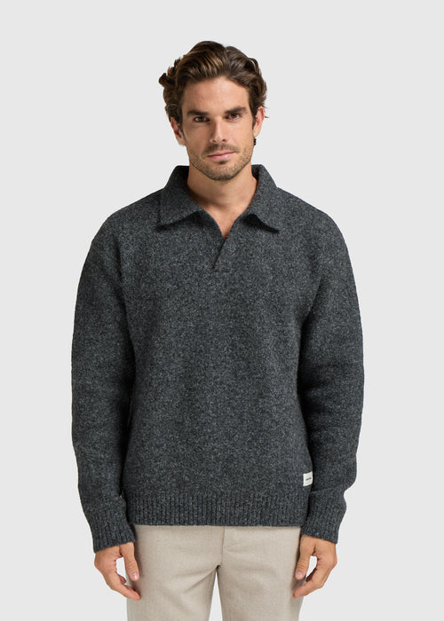 Cozy Knit Polo - Anthracite – Hang Eleven