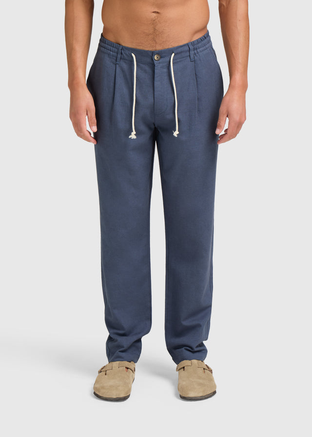 The Straight Linen Pants - Navy Blue