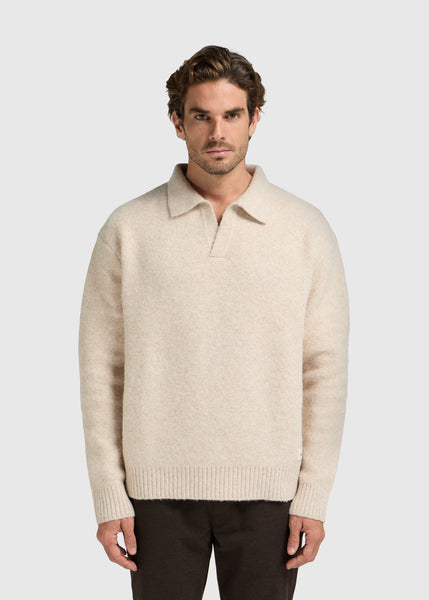 Cozy Knit Polo - Light Sand – Hang Eleven
