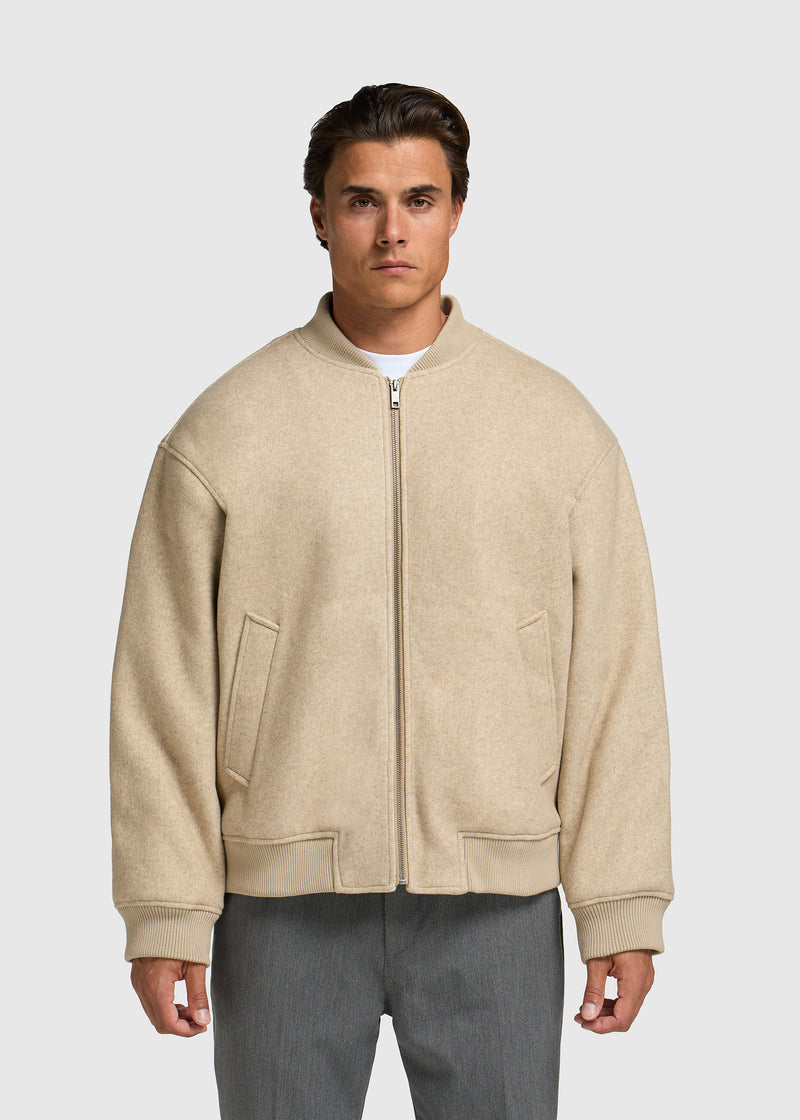 Soft Bomber Jacket - Sand Melange