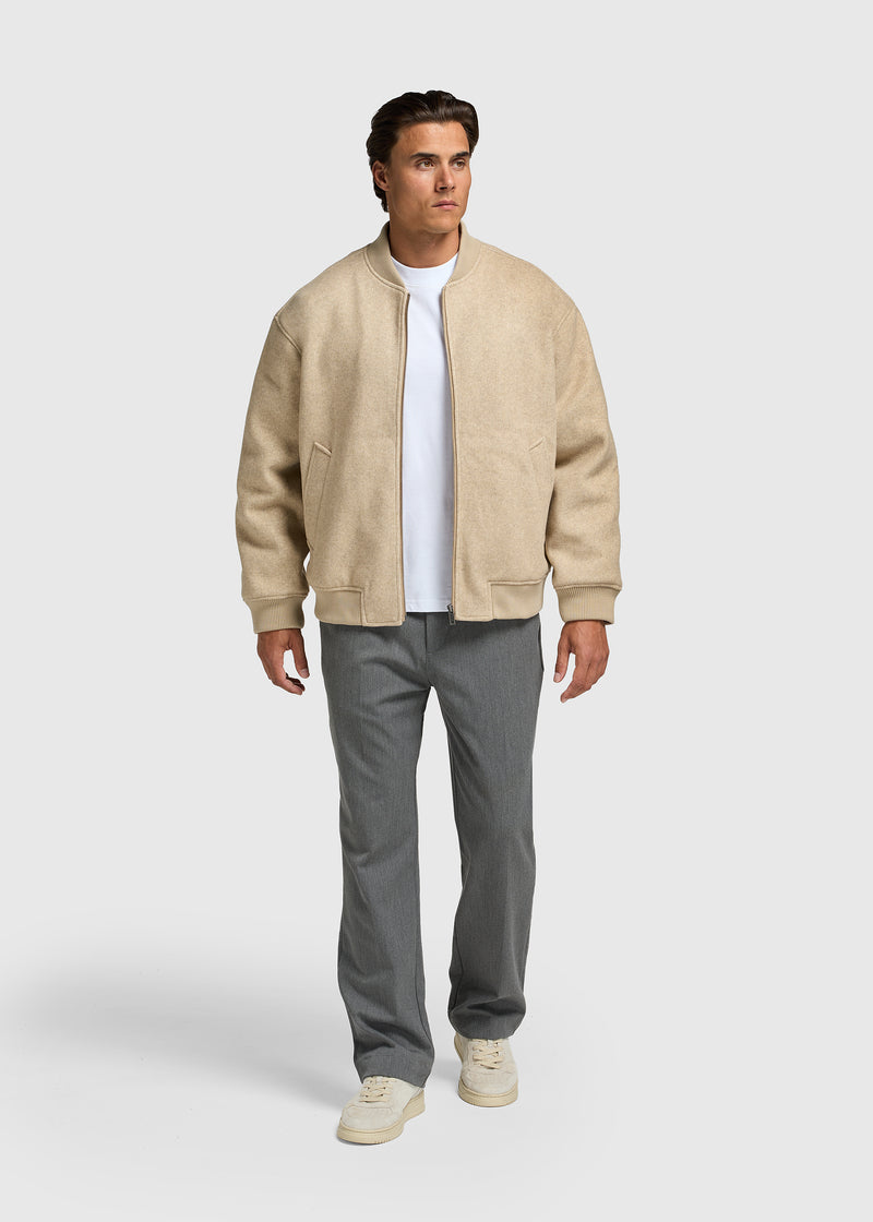 Soft Bomber Jacket - Sand Melange