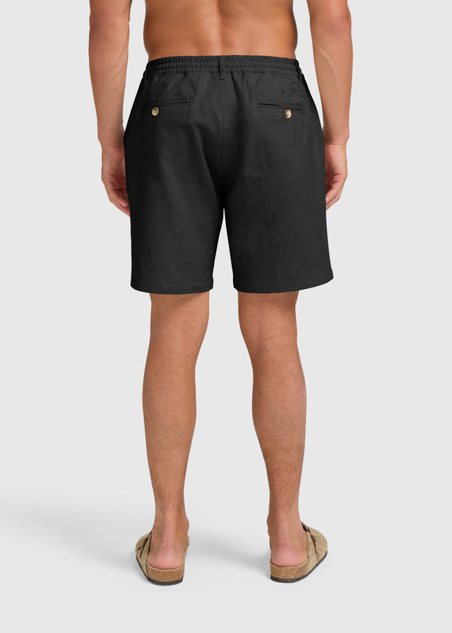 The Straight Linen Short - Black
