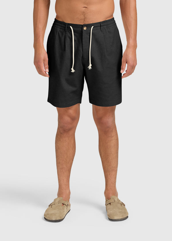 The Straight Linen Short - Black