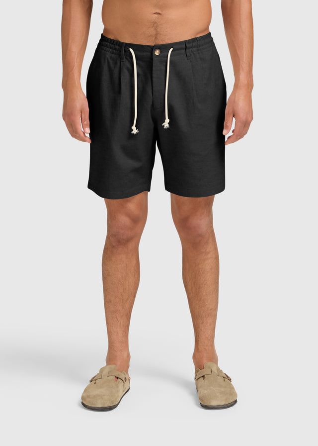 The Straight Linen Short - Black