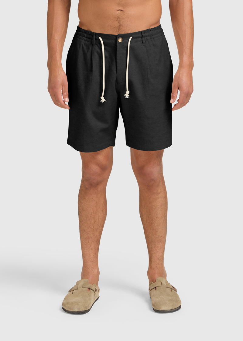 The Straight Linen Short - Black