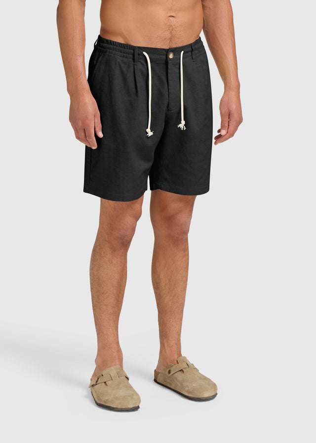The Straight Linen Short - Black