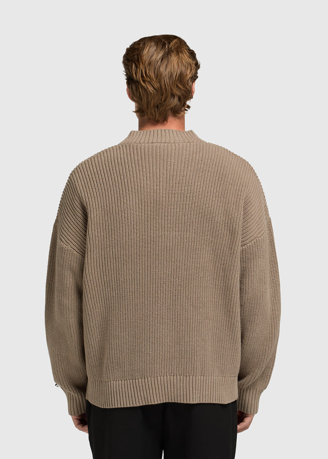 Pull en maille à col en V épais - Desert