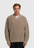 Pull en maille à col en V épais - Desert