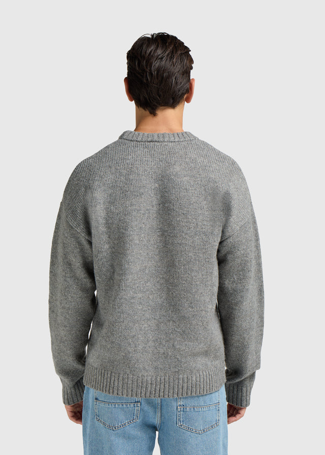 Schwer gestrickter Rundhalsausschnitt – Dunkelgrau
