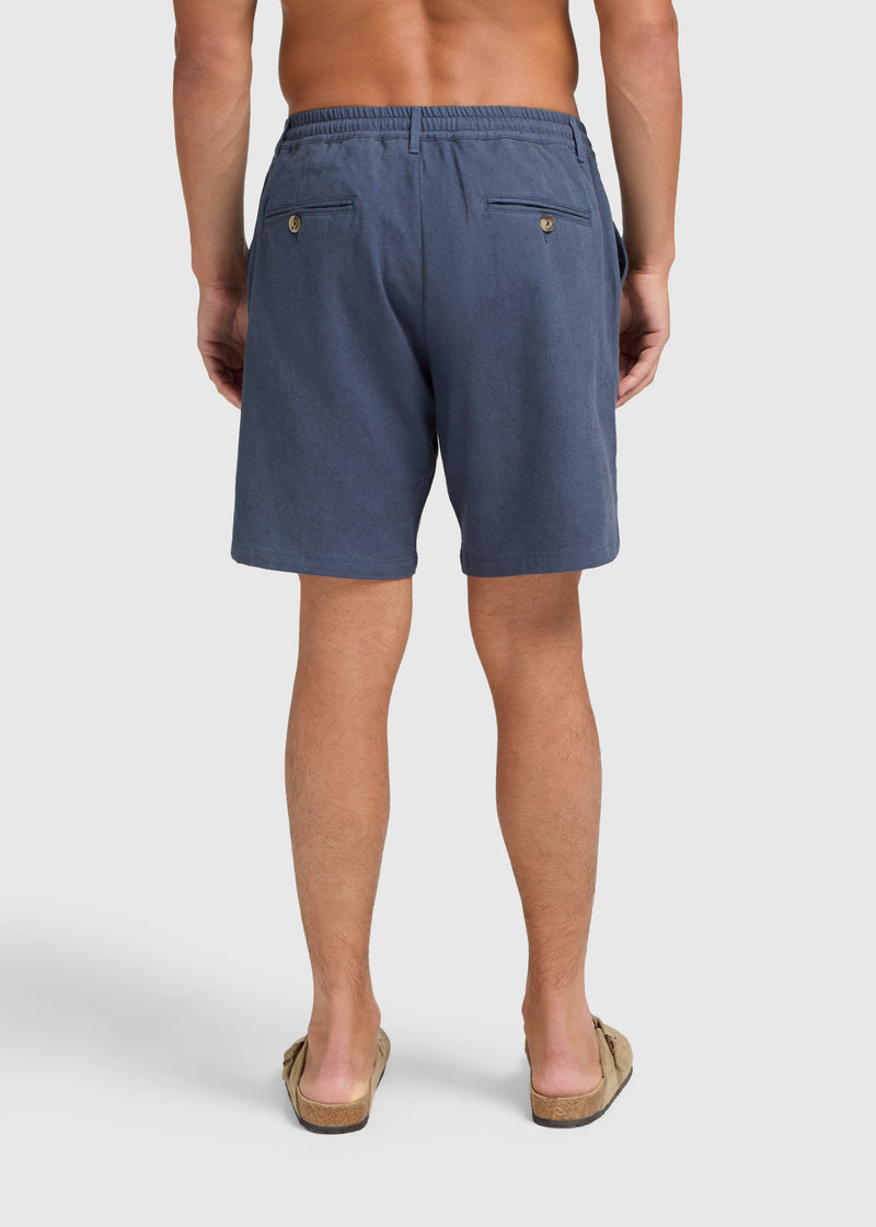 The Pleated Linen Short - Navy Blue