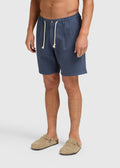 The Straight Linen Short - Navy Blue