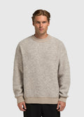 Bouclé-Strickpullover mit Rundhalsausschnitt – Dunkler Sand