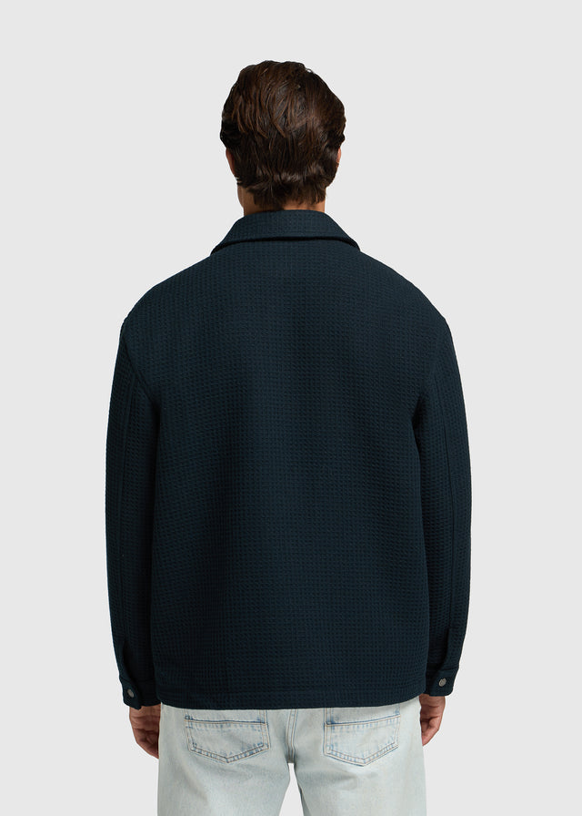 Waffle Check Overshirt - Navy Blue