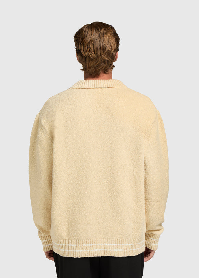 Bouclé Knit Polo - Sand