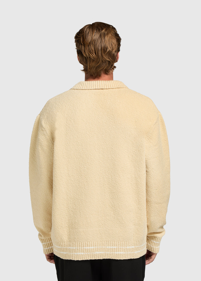 Bouclé Knit Polo - Sand