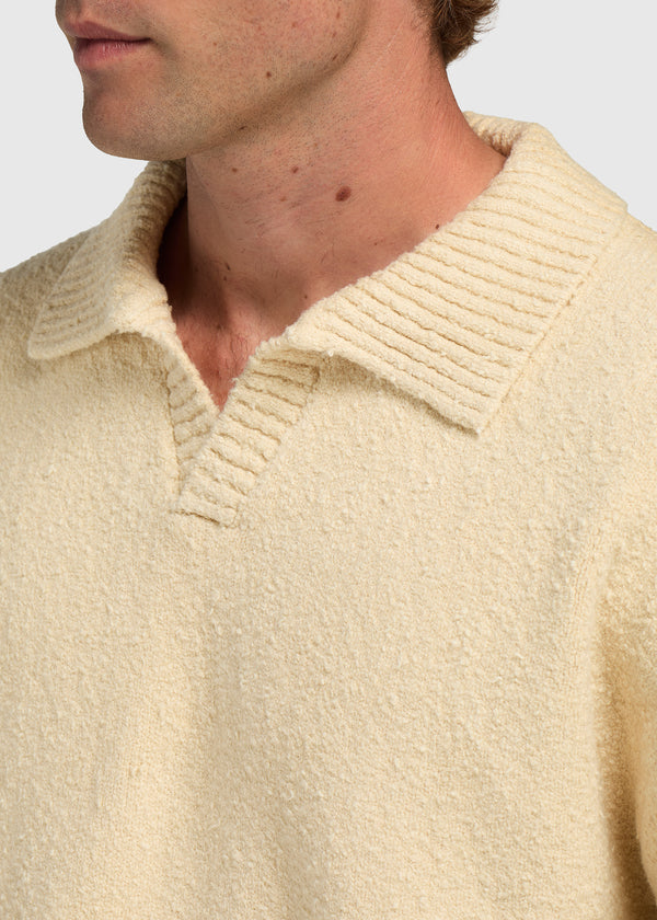 Bouclé Knit Polo - Sand