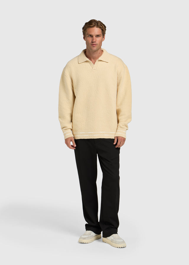 Bouclé Knit Polo - Sand
