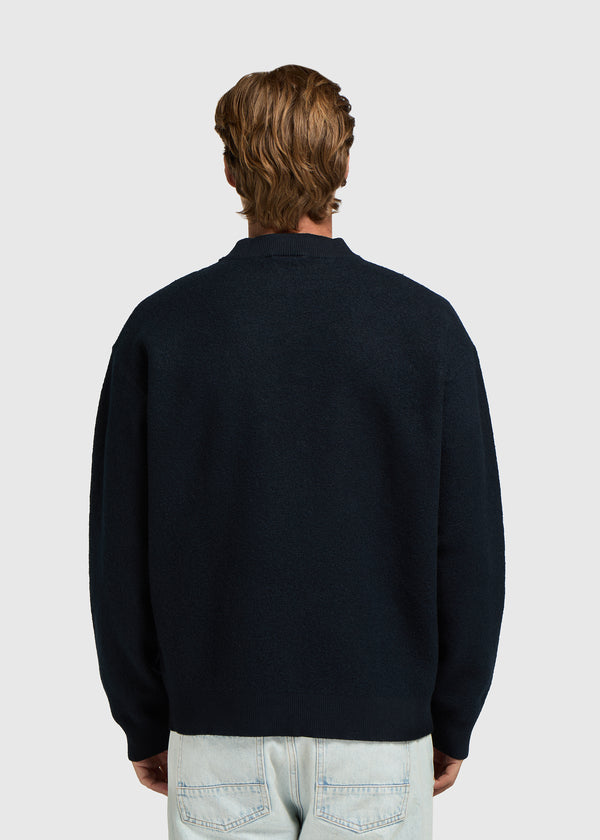Boiled Wool Crewneck - Navy Blue