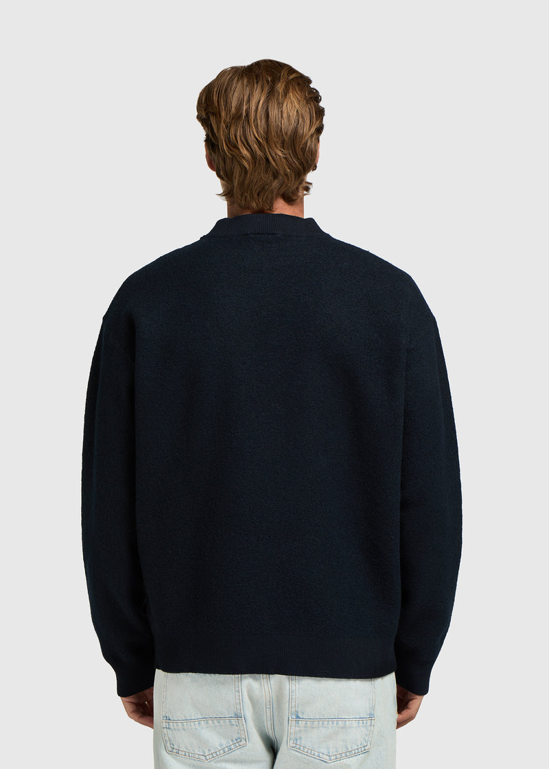 Boiled Wool Crewneck - Navy Blue