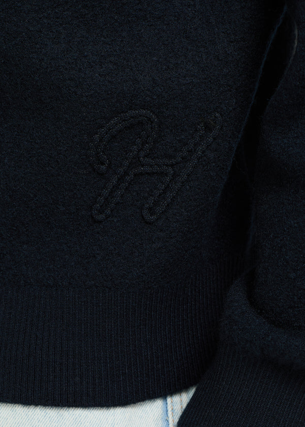 Boiled Wool Crewneck - Navy Blue