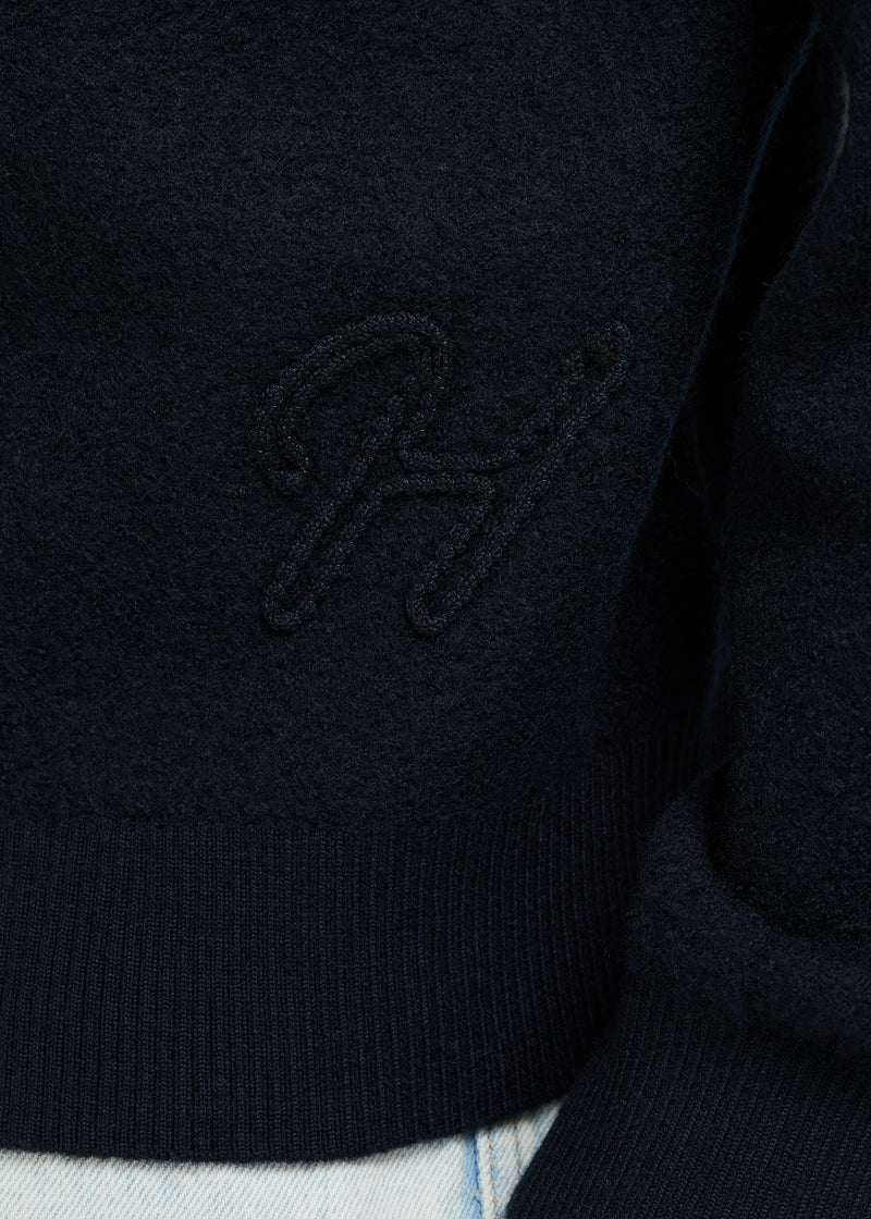 Boiled Wool Crewneck - Navy Blue