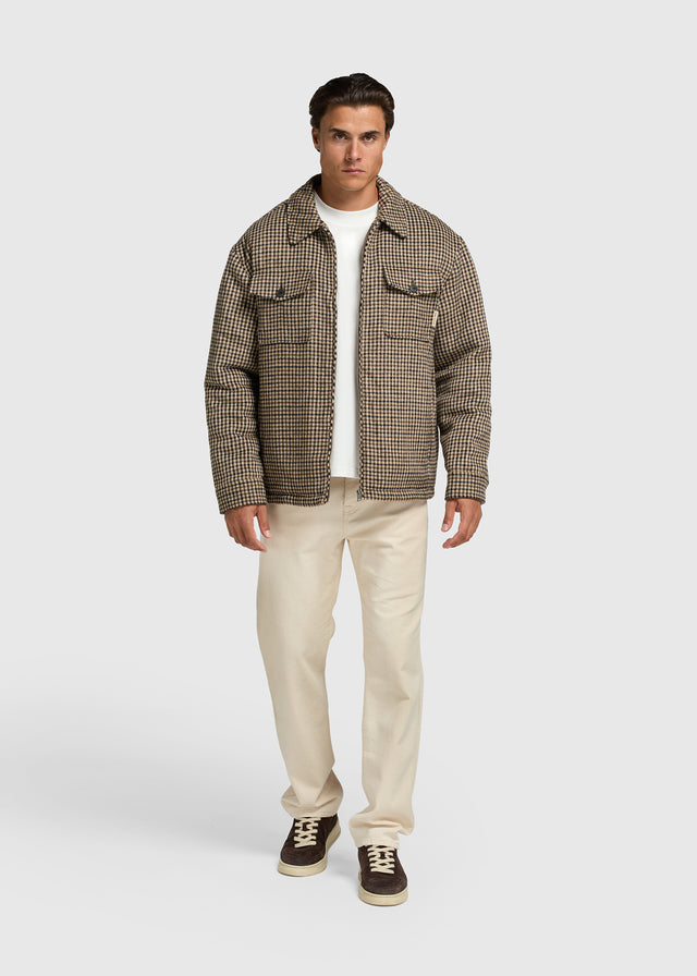Padded Check Overshirt - Brown