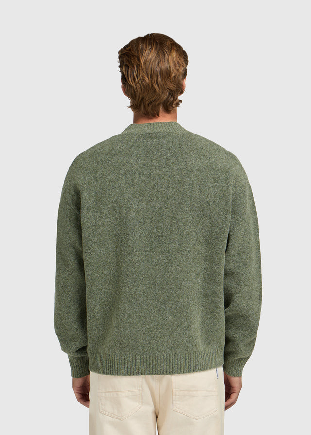 Flauschiger Logo-Strickpullover – Dunkelgrün