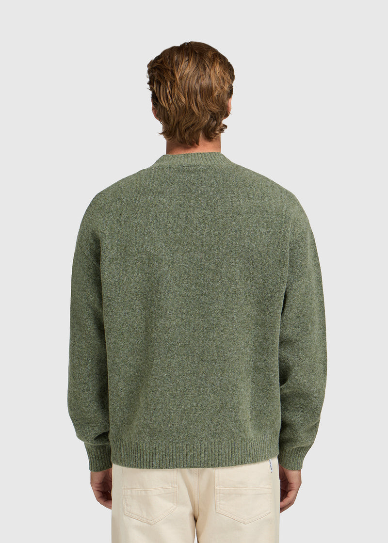 Flauschiger Logo-Strickpullover – Dunkelgrün