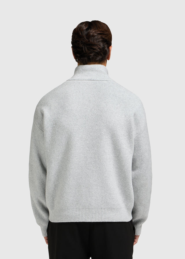 Knitted Full Zip - Grey Melee