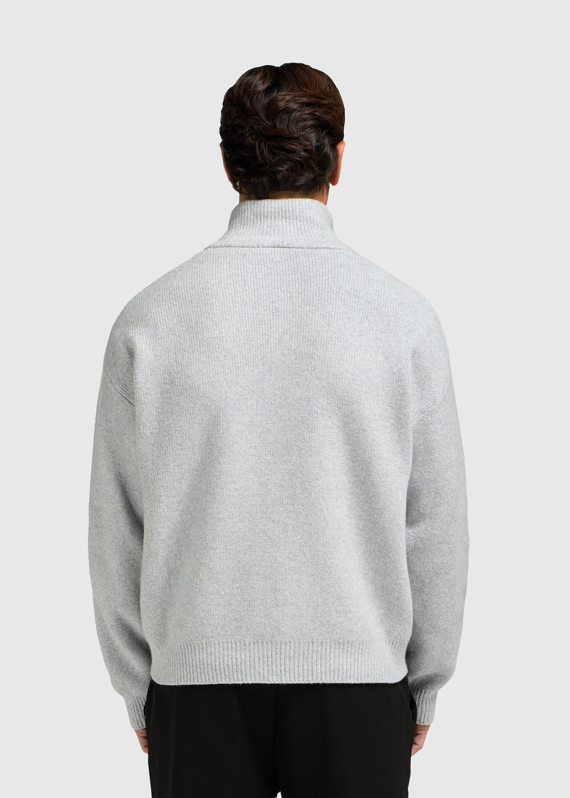 Knitted Full Zip - Grey Melee