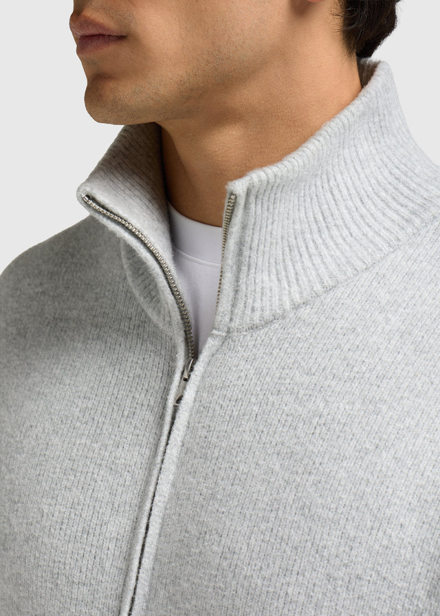 Knitted Full Zip - Grey Melee