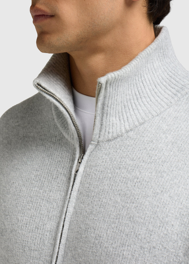 Knitted Full Zip - Grey Melee