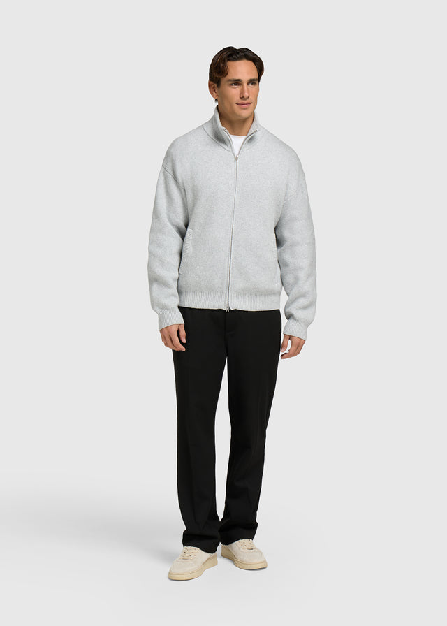 Knitted Full Zip - Grey Melee