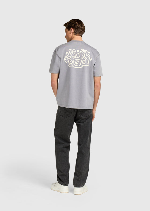 Palm Wave Tee - Washed Stone Grey