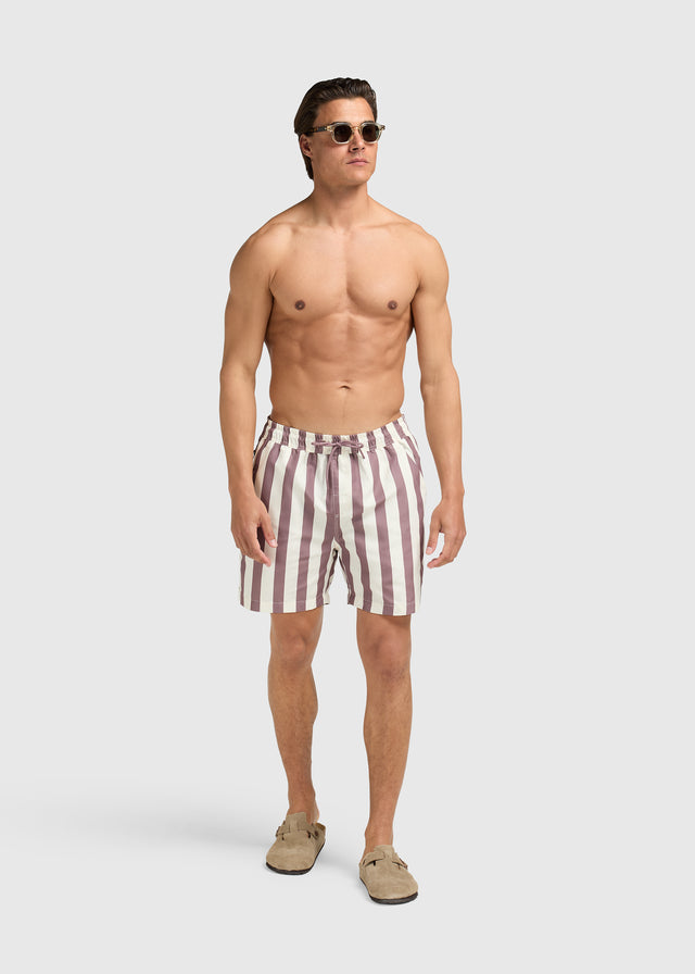 Gestreifte Badeshorts – Mauve