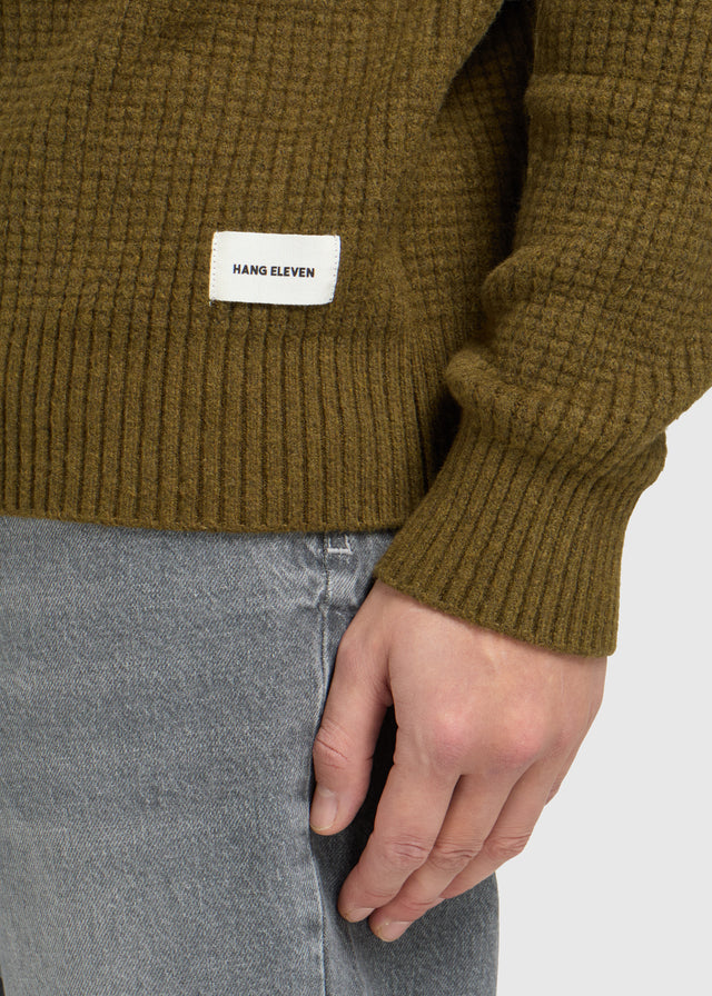 Soft Waffle Crewneck - Dark Green