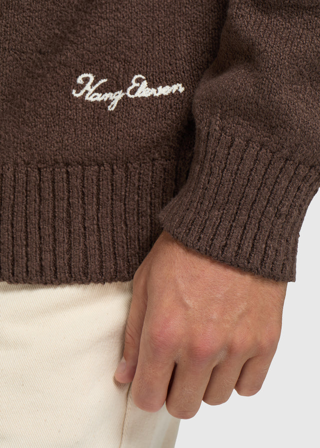 Col rond en tricot haut de gamme - Brun chocolat