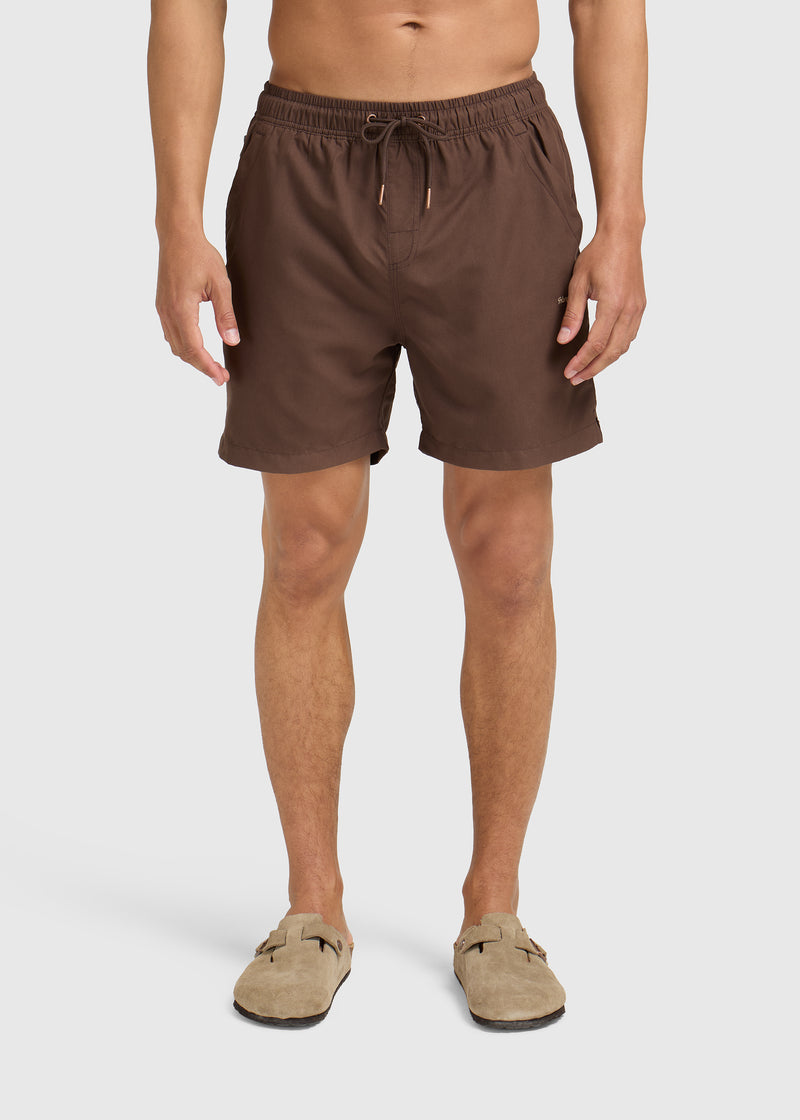 Solid Swim Short - Chocolate Brown